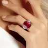 6ct Emerald Cut Ruby Three-stone Engagement Ring 