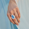 10ct Pear Cut Aquamarine Halo Cocktail Ring