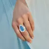 10ct Pear Cut Aquamarine Halo Cocktail Ring