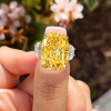 16ct Cushion Cut Yellow Sapphire Three-stone Engagement Ring