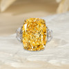 16ct Cushion Cut Yellow Sapphire Three-stone Engagement Ring