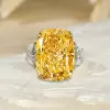 16ct Cushion Cut Yellow Sapphire Three-stone Engagement Ring