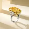 16ct Cushion Cut Yellow Sapphire Three-stone Engagement Ring