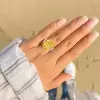 16ct Cushion Cut Yellow Sapphire Three-stone Engagement Ring
