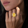 16ct Cushion Cut Yellow Sapphire Three-stone Engagement Ring