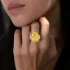 16ct Cushion Cut Yellow Sapphire Three-stone Engagement Ring