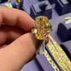16ct Cushion Cut Yellow Sapphire Three-stone Engagement Ring