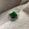 6ct Crushed Ice Vivid Green Sapphire Engagement Ring