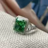 6ct Crushed Ice Vivid Green Sapphire Engagement Ring