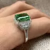 6ct Crushed Ice Vivid Green Sapphire Engagement Ring