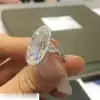 8ct Oval Cut Three-stone Halo Engagement Ring