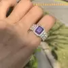 4ct Halo Emerald Cut Amethyst Engagement Ring