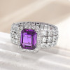 4ct Halo Emerald Cut Amethyst Engagement Ring