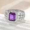 4ct Halo Emerald Cut Amethyst Engagement Ring