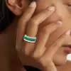 6.25ct Triple Row Oval Cut Green Sapphire Wedding Eternity Band