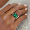 3ct Asscher Cut Emerald Chunky Men's Ring