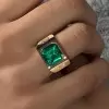 3ct Asscher Cut Emerald Chunky Men's Ring