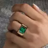 3ct Asscher Cut Emerald Chunky Men's Ring