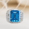 10ct Invisible Setting Emerald Cut Blue Sapphire Ring for Men