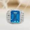10ct Invisible Setting Emerald Cut Blue Sapphire Ring for Men
