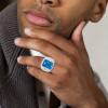 10ct Invisible Setting Emerald Cut Blue Sapphire Ring for Men
