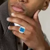 10ct Invisible Setting Emerald Cut Blue Sapphire Ring for Men