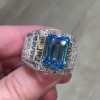 10ct Invisible Setting Emerald Cut Blue Sapphire Ring for Men