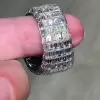 10ct Invisible Setting Emerald Cut Blue Sapphire Ring for Men
