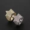 Men's Micro-pave Setting  Round Cut White Sapphire Star Ring