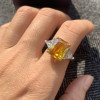 6.7ct Radiant Cut Fancy Yellow Sapphire Engagement Ring