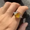 6.7ct Radiant Cut Fancy Yellow Sapphire Engagement Ring