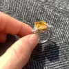 6.7ct Radiant Cut Fancy Yellow Sapphire Engagement Ring