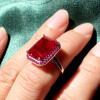 8.4ct Halo Emerald Cut Ruby Engagement Ring 
