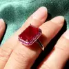 8.4ct Halo Emerald Cut Ruby Engagement Ring 