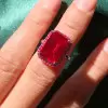 8.4ct Halo Emerald Cut Ruby Engagement Ring 