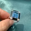 8.4ct Emerald Cut London Blue Topaz Engagement Ring