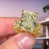 13ctw Radiant Cut Yellow Sapphire Engagement Ring