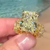 13ctw Radiant Cut Yellow Sapphire Engagement Ring