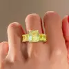 13ctw Radiant Cut Yellow Sapphire Engagement Ring