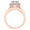 Cluster Princess Cut White Sapphire Bridal Set in Rose Gold