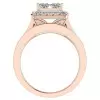 Cluster Princess Cut White Sapphire Bridal Set in Rose Gold