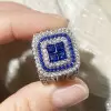 6.8ctw Princess Cut Blue Sapphire Interchangeable Bridal Sets