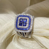 6.8ctw Princess Cut Blue Sapphire Interchangeable Bridal Sets