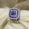6.8ctw Princess Cut Blue Sapphire Interchangeable Bridal Sets
