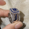 6.8ctw Princess Cut Blue Sapphire Interchangeable Bridal Sets
