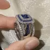 6.8ctw Princess Cut Blue Sapphire Interchangeable Bridal Sets