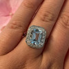 2.25ct Halo Emerald Cut Aquamarine Engagement Ring