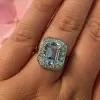 2.25ct Halo Emerald Cut Aquamarine Engagement Ring