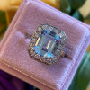 2.25ct Halo Emerald Cut Aquamarine Engagement Ring