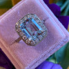 2.25ct Halo Emerald Cut Aquamarine Engagement Ring
